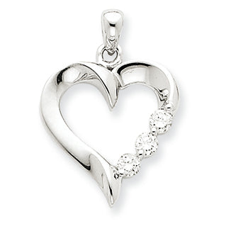 0.3 Carat 14K White Gold Three Stone Diamond Heart Pendant