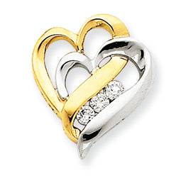 0.1 Carat 14K Gold Two-tone Diamond Heart Pendant