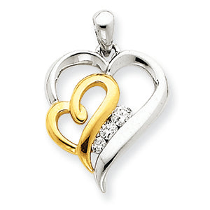 0.1 Carat 14K Gold Two-tone Diamond Heart Pendant