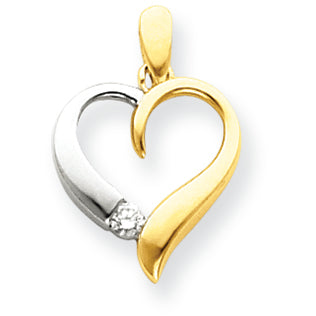 0.1 Carat 14K Gold Two-tone Diamond Heart Pendant