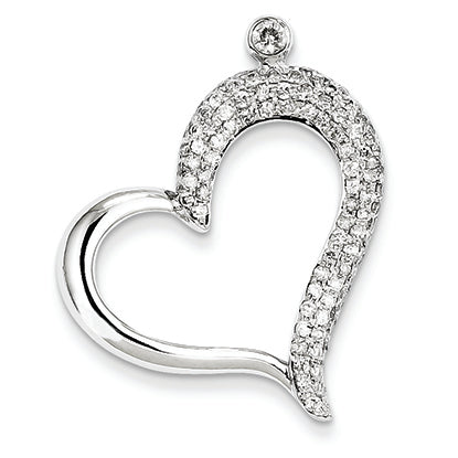 1.1 Carat 14K White Gold Diamond Heart Pendant