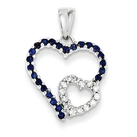 0.4 Carat 14K White Gold Diamond and Sapphire Pendant