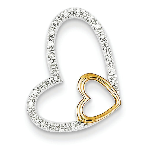 0.1 Carat 14K Gold Two-tone Diamond Heart Pendant