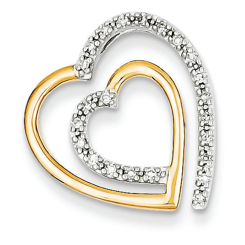 0.1 Carat 14K Gold Two-tone Diamond Heart Pendant