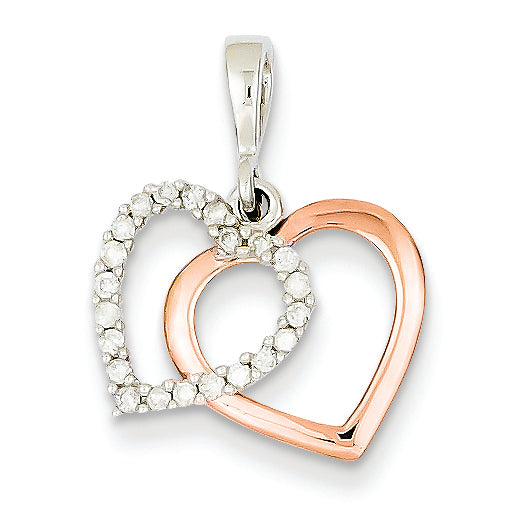 0.1 Carat 14K Gold Two-tone Rose Diamond Heart Pendant