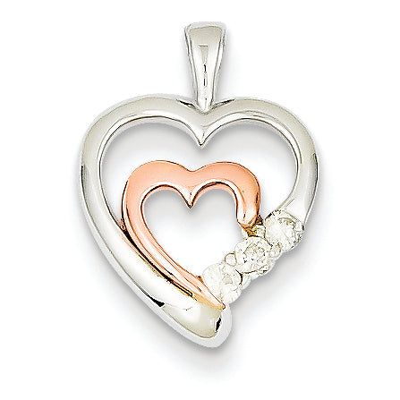 0.1 Carat 14K Gold Two-tone Diamond Heart Pendant