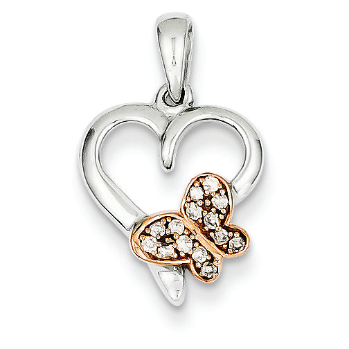 0.1 Carat 14K Gold Two-tone Rose Diamond Heart Pendant