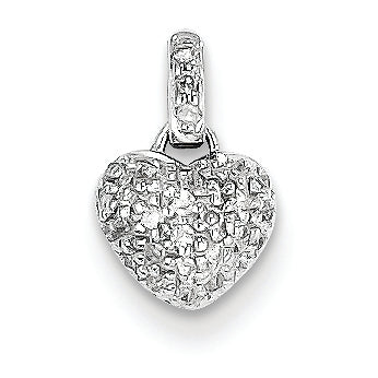 0.1 Carat 14K White Gold Diamond Heart Pendant