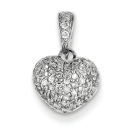 0.3 Carat 14K White Gold Diamond Puff Heart Pendant
