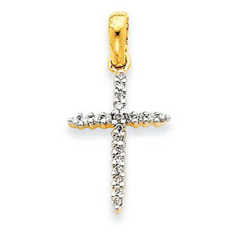 0.2 Carat 14K Gold Diamond Cross Pendant