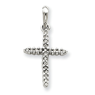 0.2 Carat 14K White Gold Diamond Cross Pendant