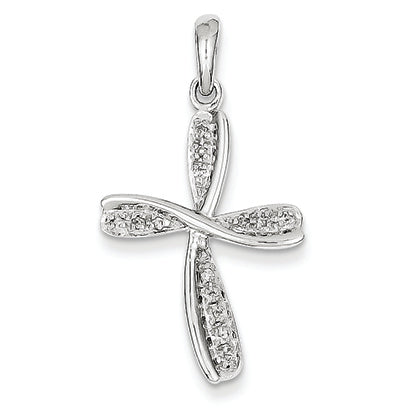 0.1 Carat 14K White Gold Diamond Cross Pendant