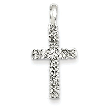 0.3 Carat 14K White Gold Diamond Cross Pendant
