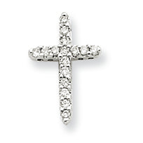 0.1 Carat 14K White Gold Diamond Cross Pendant