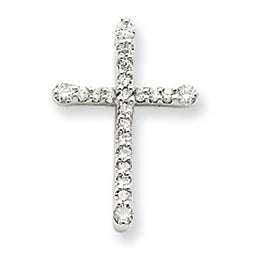 0.2 Carat 14K White Gold Diamond Cross Pendant