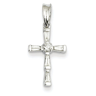 0.2 Carat 14K White Gold Diamond Cross Pendant