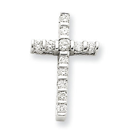 0.3 Carat 14K White Gold Diamond Cross Pendant