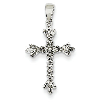 0.3 Carat 14K White Gold Diamond Cross Pendant