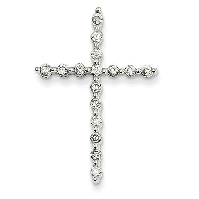0.5 Carat 14K White Gold Diamond Cross Pendant