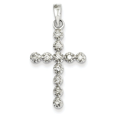 0.3 Carat 14K White Gold Diamond Cross