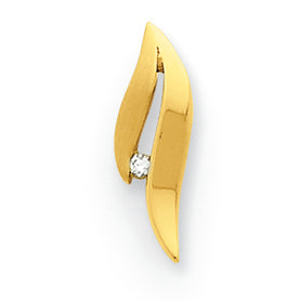 14K Gold Satin & Polished Diamond Pendant
