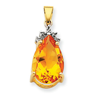3.7 Carat 14K Gold Citrine & Diamond Pendant