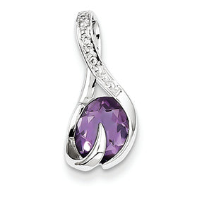 1.1 Carat 14K White Gold Amethyst & Diamond Pendant