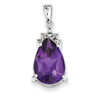 3.6 Carat 14K White Gold Amethyst & Diamond Pendant