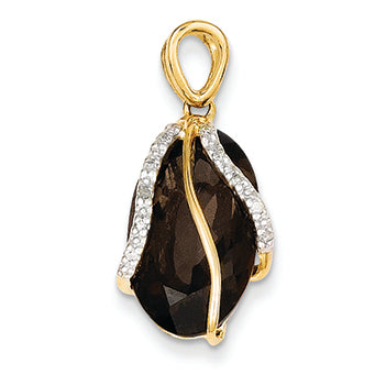 6.5 Carat 14K Gold Smokey Quartz & Diamond Pendant