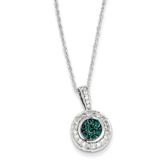 0.5 Carat 14K White Gold Blue Diamond Pendant w/ chain