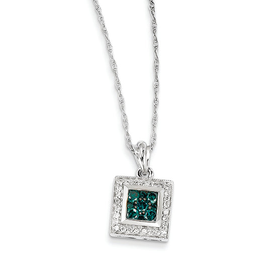 0.5 Carat 14K White Gold Blue Diamond Pendant w/ chain