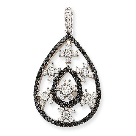 1.1 Carat 14K White Gold White & Black Diamond Pendant