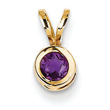 0.3 Carat 14K Gold 4mm Amethyst bezel pendant