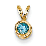0.3 Carat 14K Gold 4mm Blue Topaz bezel pendant
