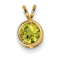 0.9 Carat 14K Gold 6mm Peridot bezel pendant