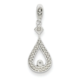 0.1 Carat 14K White Gold Diamond Vintage Teardrop Pendant