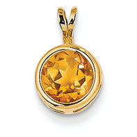 1.3 Carat 14K Gold 7mm Citrine bezel pendant