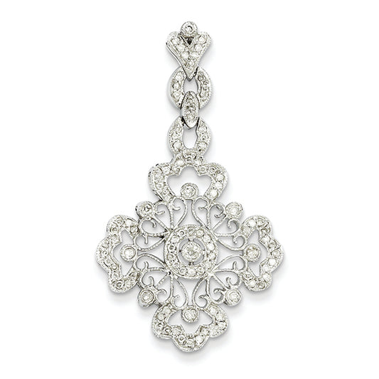 0.5 Carat 14K White Gold Diamond Filigree Pendant