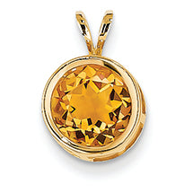 1.9 Carat 14K Gold Citrine Diamond bezel pendant