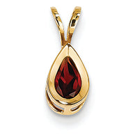 0.6 Carat 14K Gold 6x4mm Pear Garnet bezel pendant