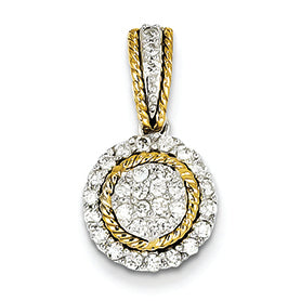 0.3 Carat 14K Gold Two-tone Diamond Circle Pendant