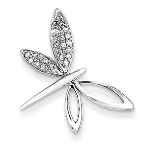 0.1 Carat 14K White Gold Diamond Dragonfly Pendant