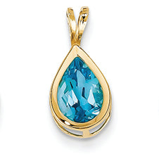 1.6 Carat 14K Gold Blue Topaz Diamond bezel pendant
