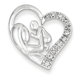 0.1 Carat 14K White Gold Mother and Baby Diamond Heart