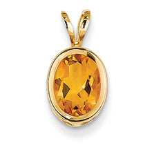 1.1 Carat 14K Gold 8x6mm Oval Citrine bezel pendant