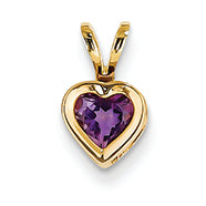 0.4 Carat 14K Gold 5mm Heart Amethyst bezel pendant