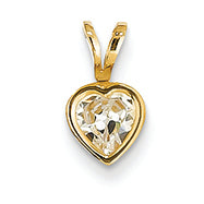 14K Gold 5mm Heart Cubic Zirconia bezel pendant