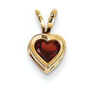 0.6 Carat 14K Gold 5mm Heart Garnet bezel pendant