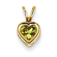 0.5 Carat 14K Gold 5mm Heart Peridot Bezel Pendant