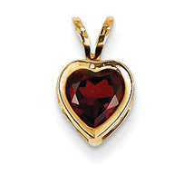 0.9 Carat 14K Gold 6mm Heart Garnet bezel pendant